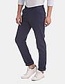 AD by Arvind Solid Cotton Stretch Smart Casual Trousers