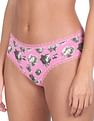 Calvin Klein Underwear Women Pink Floral Print Lace Trim Hipster Panties