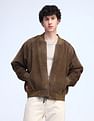 Flying Machine Relaxed Fit Suede Bomber Jacket