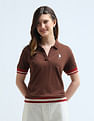 U.S. Polo Assn. Women Boxy Fit Tipped Polo Shirt