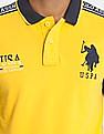 U.S. Polo Assn. Men Yellow And Navy Colour Block Pique Polo Shirt