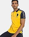 U.S. Polo Assn. Men Yellow And Navy Colour Block Pique Polo Shirt