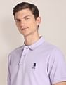 U.S. Polo Assn. Men Lavender Pure Cotton Solid Polo Shirt