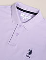 U.S. Polo Assn. Men Lavender Pure Cotton Solid Polo Shirt