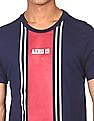 Aeropostale Men Navy Crew Neck Striped T-Shirt