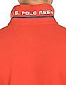 U.S. Polo Assn. Denim Co. Men Rust Stripe Tape Colour Block Polo Shirt