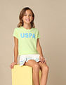 U.S. Polo Assn. Kids Girls Flock Print Relaxed Fit T-Shirt