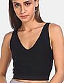 Calvin Klein Women Black Mesh Logo Tape Crop Top