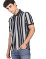 AD by Arvind Cotton Vertical Striped Polo Shirt
