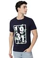 AD by Arvind Crew Neck Graphic Print Cotton T-Shirt