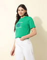 U.S. Polo Assn. Women Boxy Fit Brand Printed T-Shirt