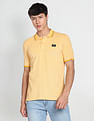 Flying Machine Striped Collar Solid Polo Shirt