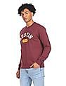 Aeropostale Men Burgundy Round Neck Graphic Print Sweatshirt