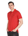 AD by Arvind Cotton Geometrical Print Polo Shirt