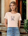 U.S. Polo Assn. Women Regular Fit Brand Printed T-shirt