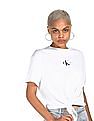 Calvin Klein Women White Crew Neck Logo T-Shirt