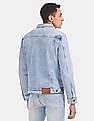 Flying Machine Striped Taping Faded Denim Jacket