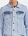 Flying Machine Striped Taping Faded Denim Jacket