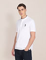 U.S. Polo Assn. Men White Stylized Collar Solid Pure Cotton Polo Shirt