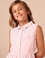 U.S. Polo Assn. Kids Girls Vertical Striped Fit And Flare Dress