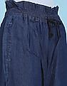 Flying Machine Women High Rise Paper Bag Waist Pleated Jeans