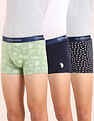 USPA Innerwear Boys Mid Rise Cotton Spandex Trunks - Pack Of 3