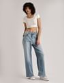 Calvin Klein Jeans Light-Wash Mid Rise Wide Leg Jeans