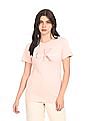 Calvin Klein Jeans Women Pink Pure Cotton Logo Print T-Shirt