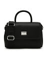Tommy Hilfiger Solid Black Pu Handbags