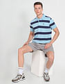Arrow Sports Horizontal Stripe Cotton Polo Shirt