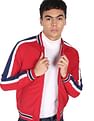 Flying Machine Stand Collar Striped Sleeve Bomber Jacket