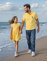 U.S. Polo Assn. Kids Girls Embroidered Collar Pure Cotton Dress