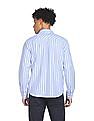 Aeropostale Men Blue Spread Collar Striped Casual Shirt