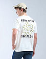 Flying Machine Aplliqued Pattern Color Of Home T-Shirt
