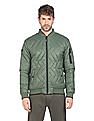 Flying Machine Stand Collar Solid Quilted Jacket