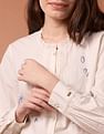 U.S. Polo Assn. Women Embroidered Pin Tucked Poplin Top