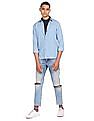 Flying Machine Spread Collar Washed Denim Shirt