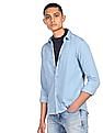 Flying Machine Spread Collar Washed Denim Shirt