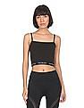 Calvin Klein Jeans Women Black Brand Tape Strappy Solid Crop Top