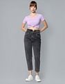 Flying Machine Women High Rise Mom Fit Cropped Jeans
