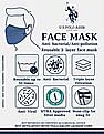 U.S. Polo Assn. Unisex Adults Maroon Triple Layer Anti Bacterial Reusable Outdoor Face Masks - Pack Of 3