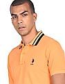 U.S. Polo Assn. Striped Collar Solid Polo Shirt