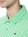 AD by Arvind Geometric Print Cotton Polo Shirt