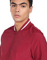 Flying Machine Solid Stand Collar Bomber Jacket
