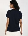 Tommy Hilfiger Womens Blue Solid T-Shirt