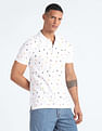 Flying Machine Geometric Print Cotton Polo Shirt