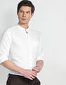 Arrow Mandarin Collar Self Design Formal Shirt