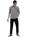 Calvin Klein Men White And Black Shrunken Badge Gingham Check Casual Shirt