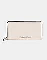Calvin Klein Women White Embossed Upper Ziparound Wallet
