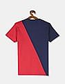 U.S. Polo Assn. Kids Boys Red And Navy Cut And Sew Panel Printed T-Shirt